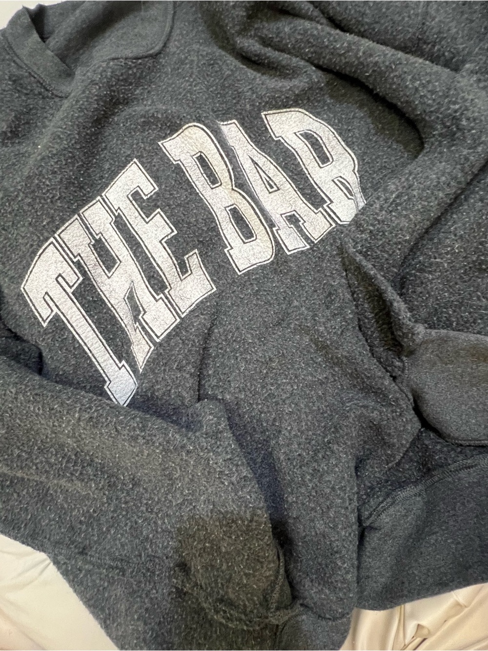 The Bar Charcoal Crewneck Sweater with White Graphic